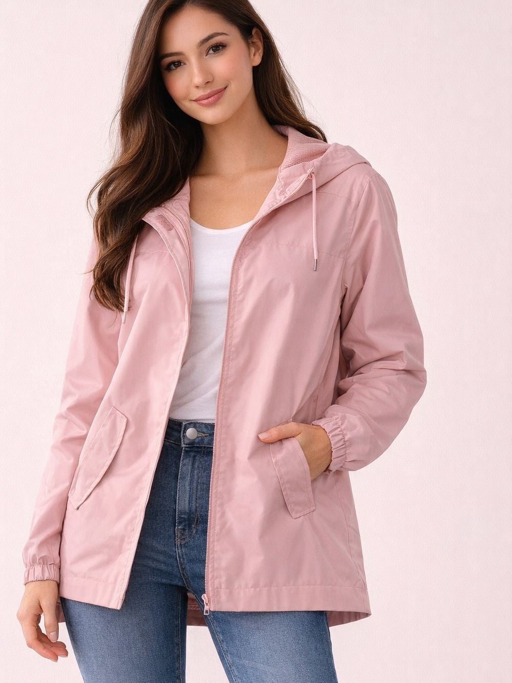 Weatherproof Dusty Rose Hooded Utility Jacket for Women